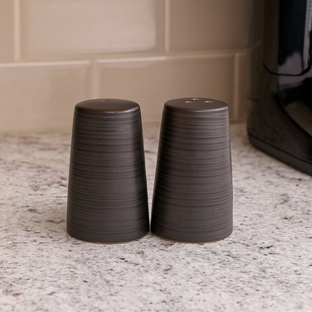 Rustic Brown Ceramic Salt and Pepper Shakers: Stoneware Kitchen Decor